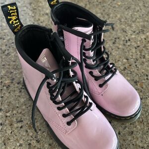 Dr. Martens Pink and Black Patent Leather Lace-Up Combat Boots NWOT